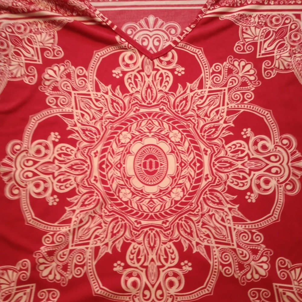 Vintage Bandana Poncho Womens Medium Red Ranch Farm Country Western Cowgirl - Picture 3 of 13
